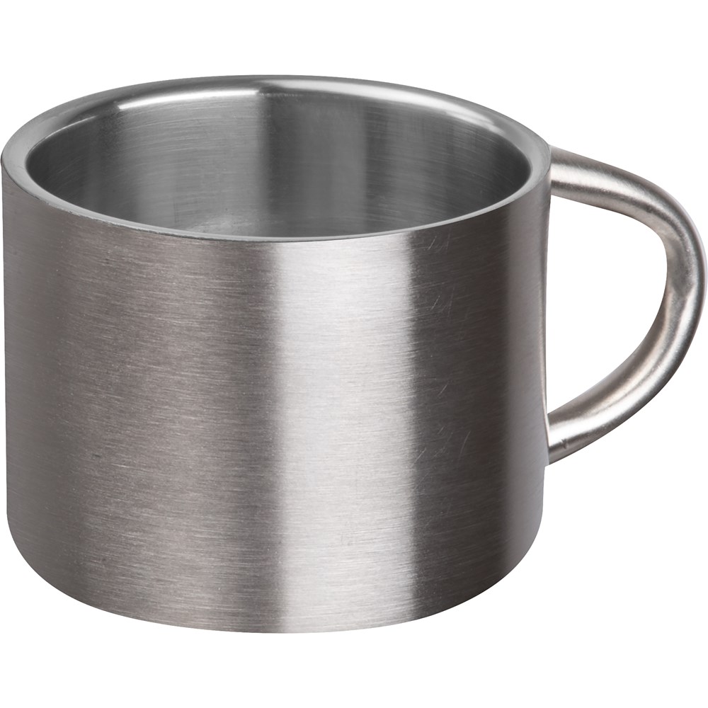 Dubbelwandig espressokopje van rvs, 60 ml - met logo of onbedrukt bestellen - zilvergrijs