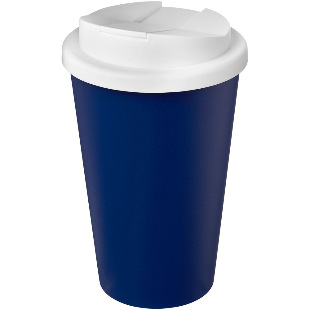 Americano® Eco 350 ml gerecyclede beker met spill-proof deksel - voor bedrijven en relatiegeschenken - Blauw, Wit