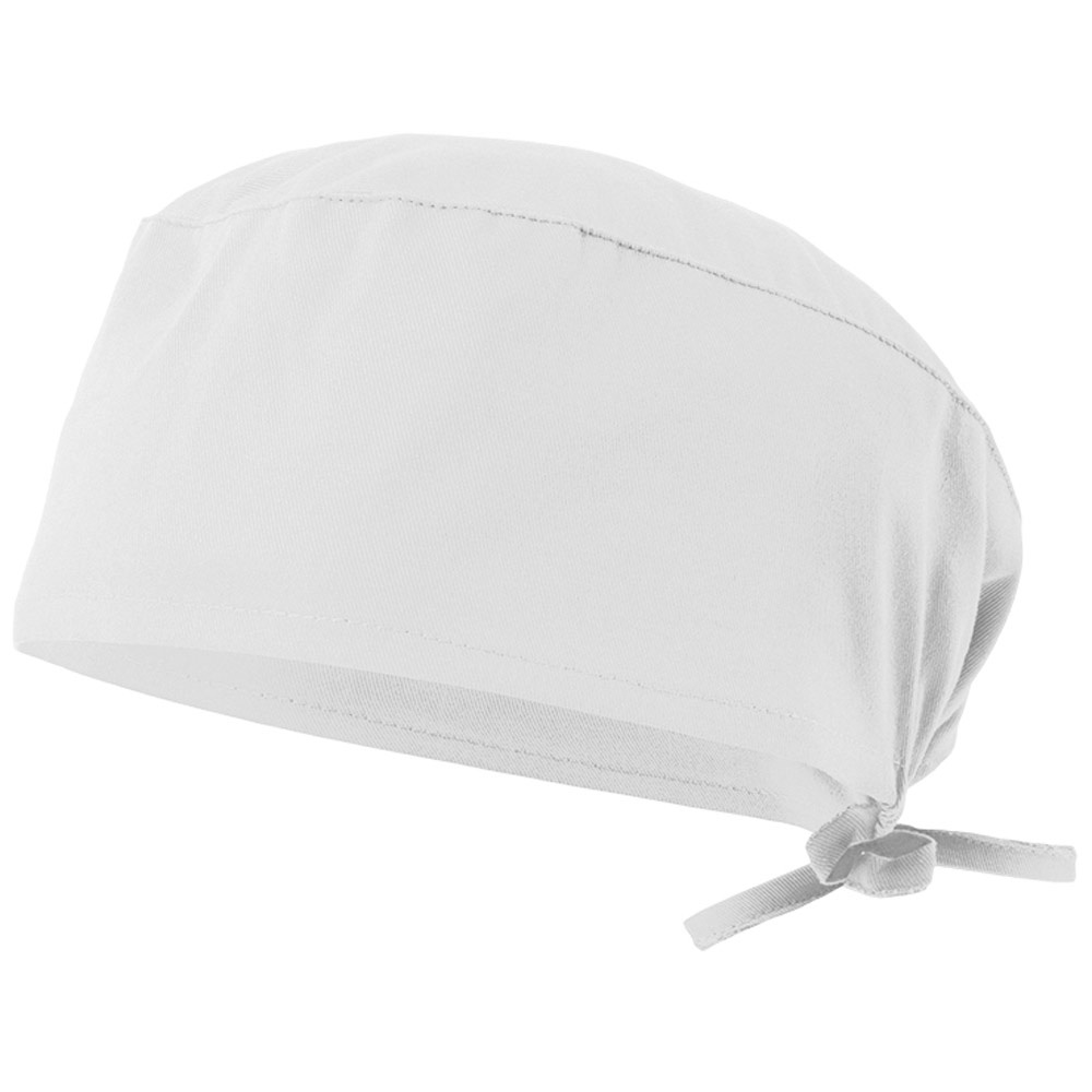 VL ENLIL. Sanitaire keperstof muts (190g/m²), van katoen (35%) en polyester (65%) - met logo of onbedrukt - wit