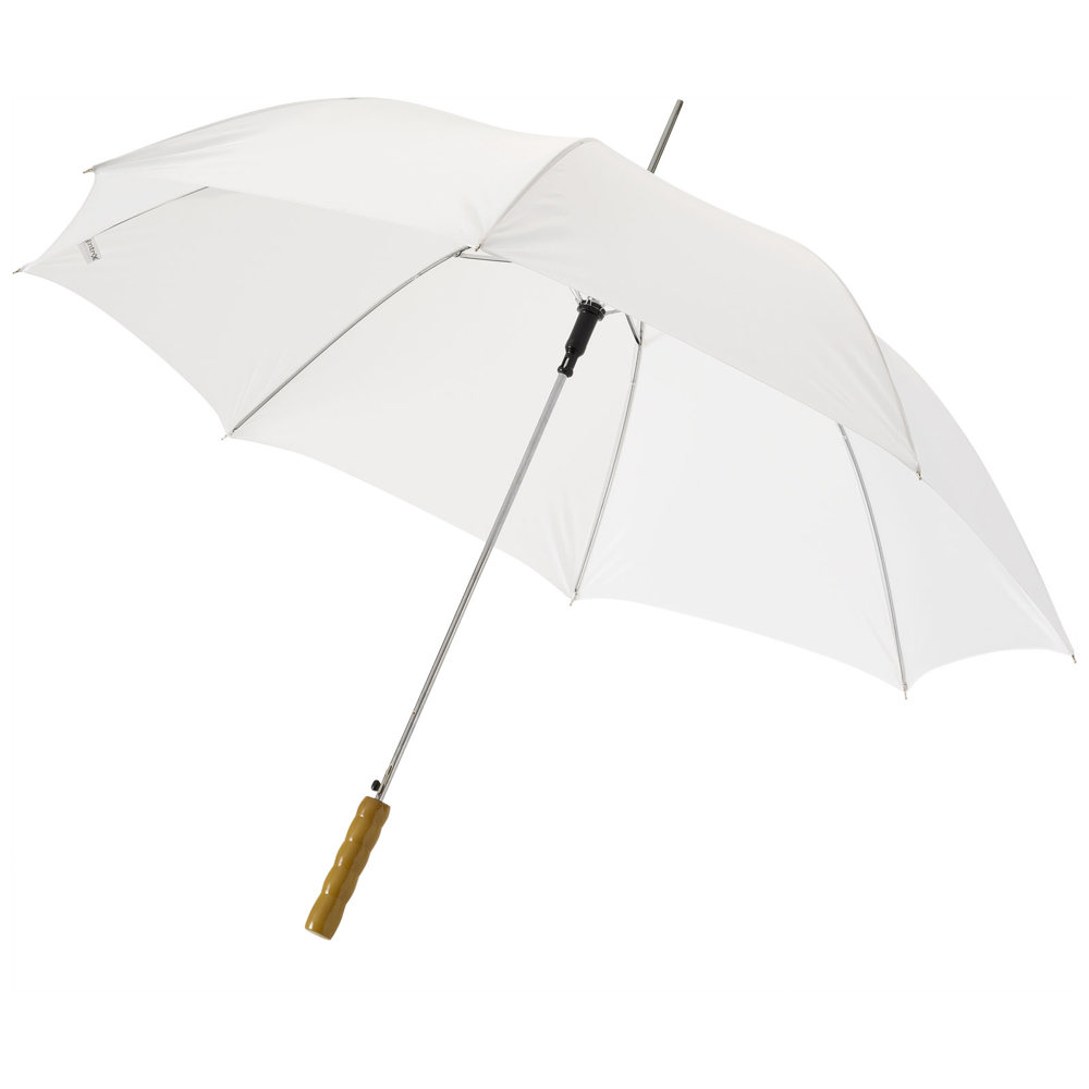 Lisa 23'' automatische paraplu met houten handvat - voor bedrijven en relatiegeschenken - Wit