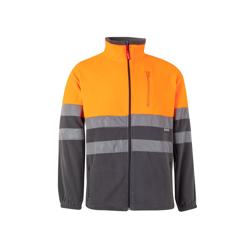 VL EROS. Tweekleurig fleecejack (280g/m²) van polyester (100%) - bedrukt of onbedrukt verkrijgbaar - Grijs, Oranje
