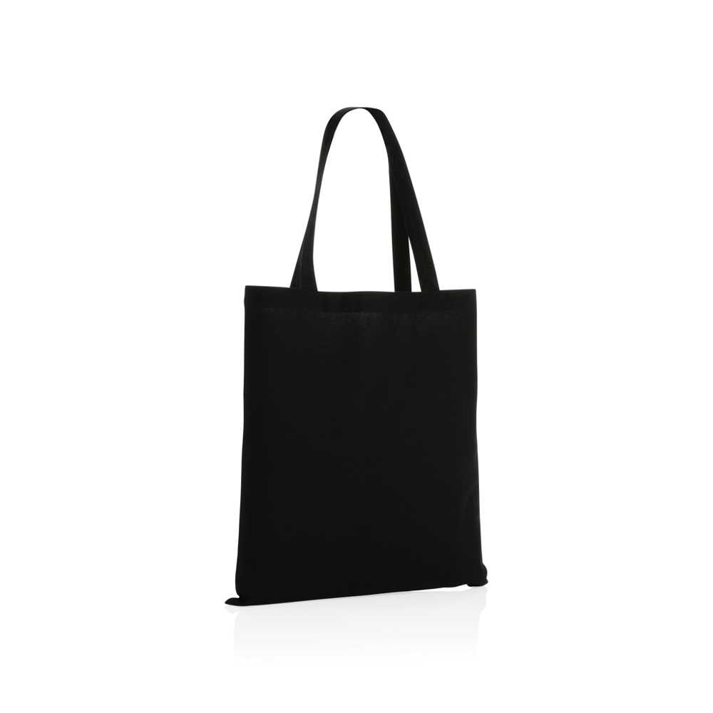 Impact AWARE™ gerecycled katoenen draagtas 145gsm - bedrukt of onbedrukt verkrijgbaar - zwart (± PMS Black)