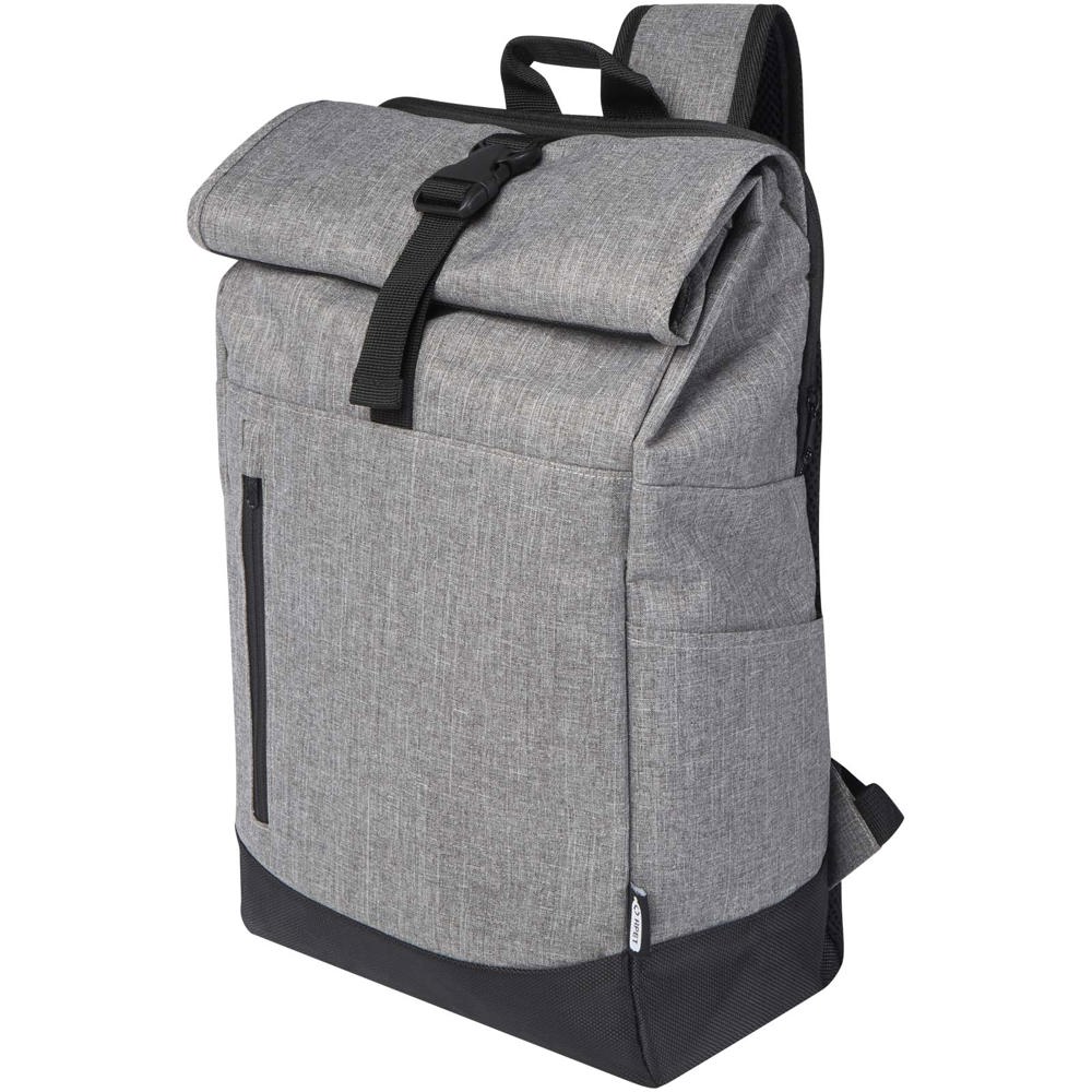Libra 15,6 inch GRS gerecycled oprolbare laptop rugzak 12L - bedrukt of onbedrukt verkrijgbaar