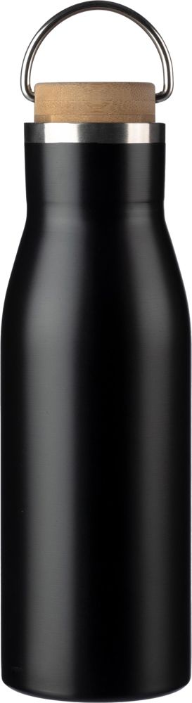Gerecycled roestvrijstalen fles Aline - met logo of onbedrukt bestellen - Zwart