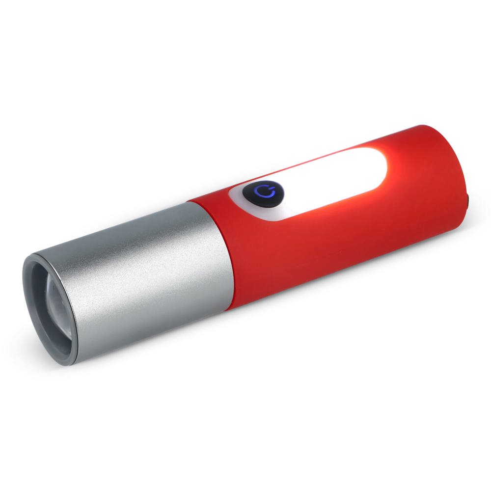 Oplaadbare 10 W LED-zaklamp met zoomfunctie 300 lm - kopen of bedrukken - Rood
