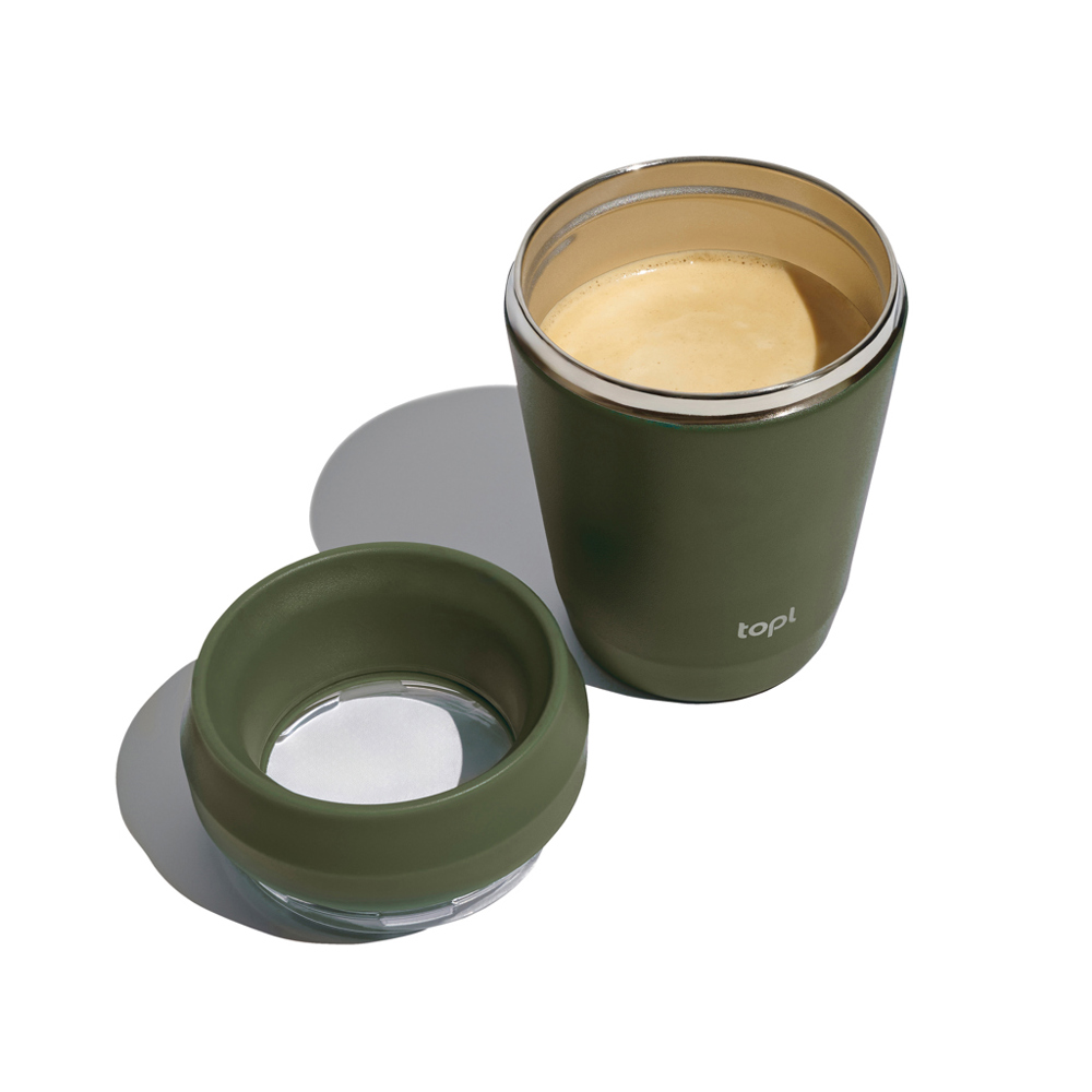 Topl Recycled Staal To Go beker gepatenteerd 360 Lid 235ml