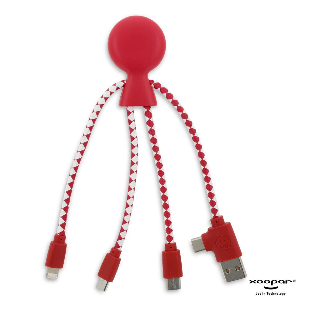 2081 | Xoopar Mr. Bio Charging cable - bedrukt of onbedrukt verkrijgbaar - Rood