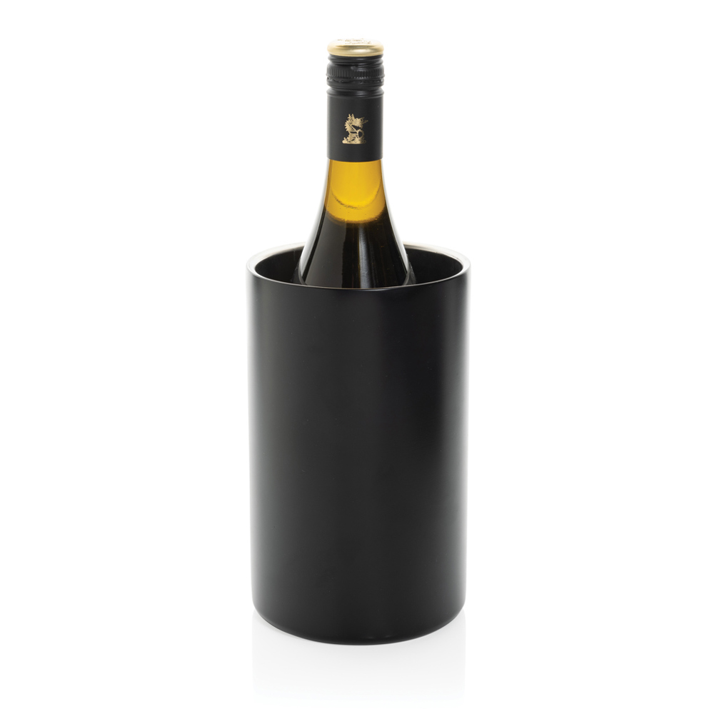 Vino RCS-gecertificeerde gerecyclede rvs wijnkoeler - voor bedrijven en relatiegeschenken - zwart (± PMS Black)