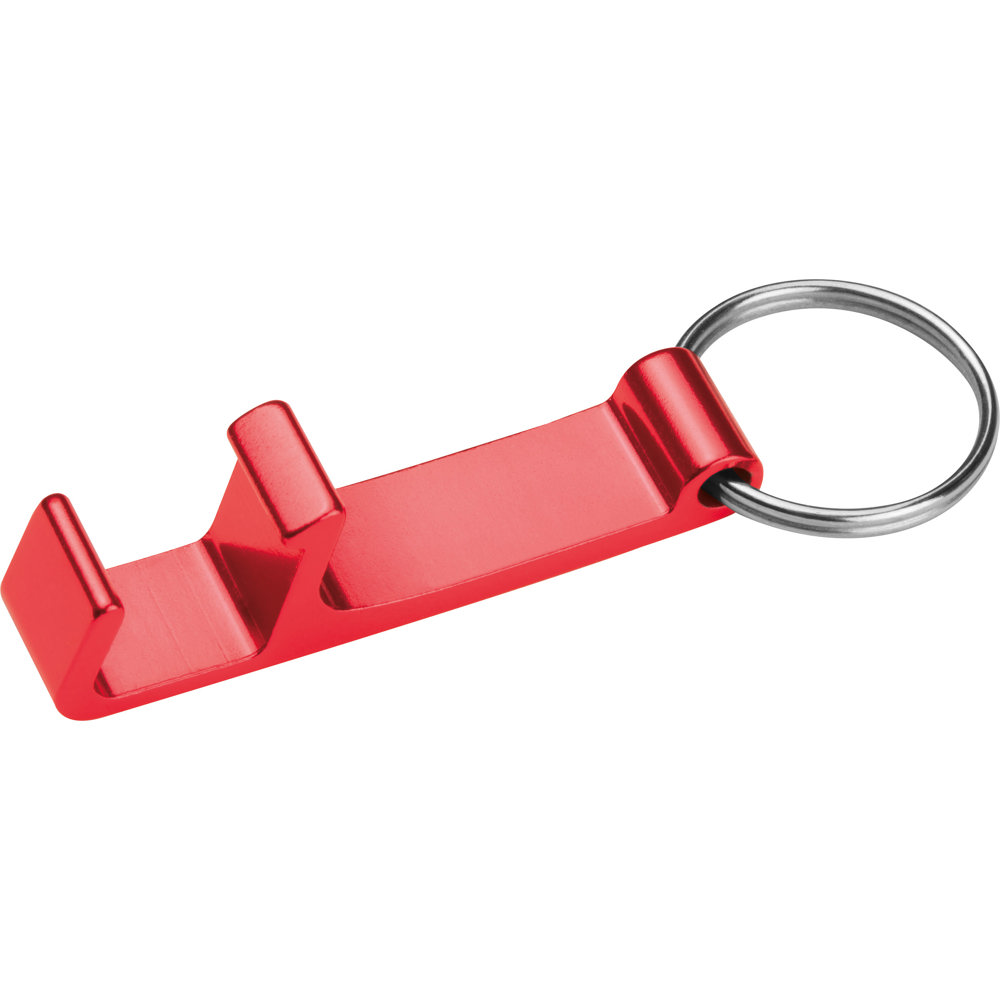 Sleutelhanger met flesopener - bedrukt of onbedrukt verkrijgbaar - rood