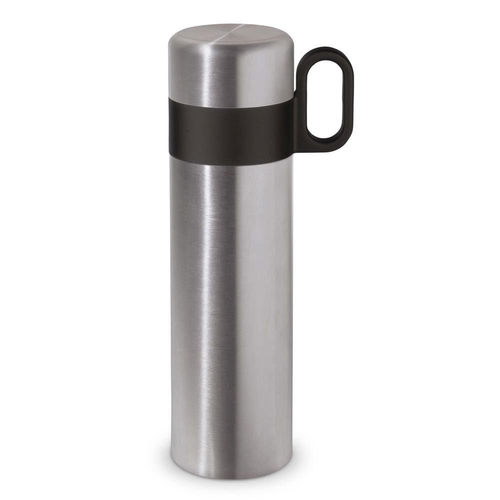 Thermofles Flow met handvat 500ml - voor bedrijven en relatiegeschenken - Zilver