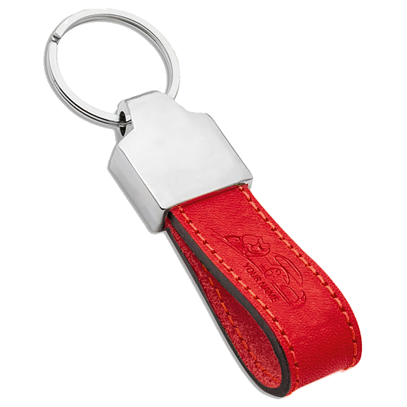 Sleutelhanger P02660, Leder - bedrukt of onbedrukt verkrijgbaar - rood