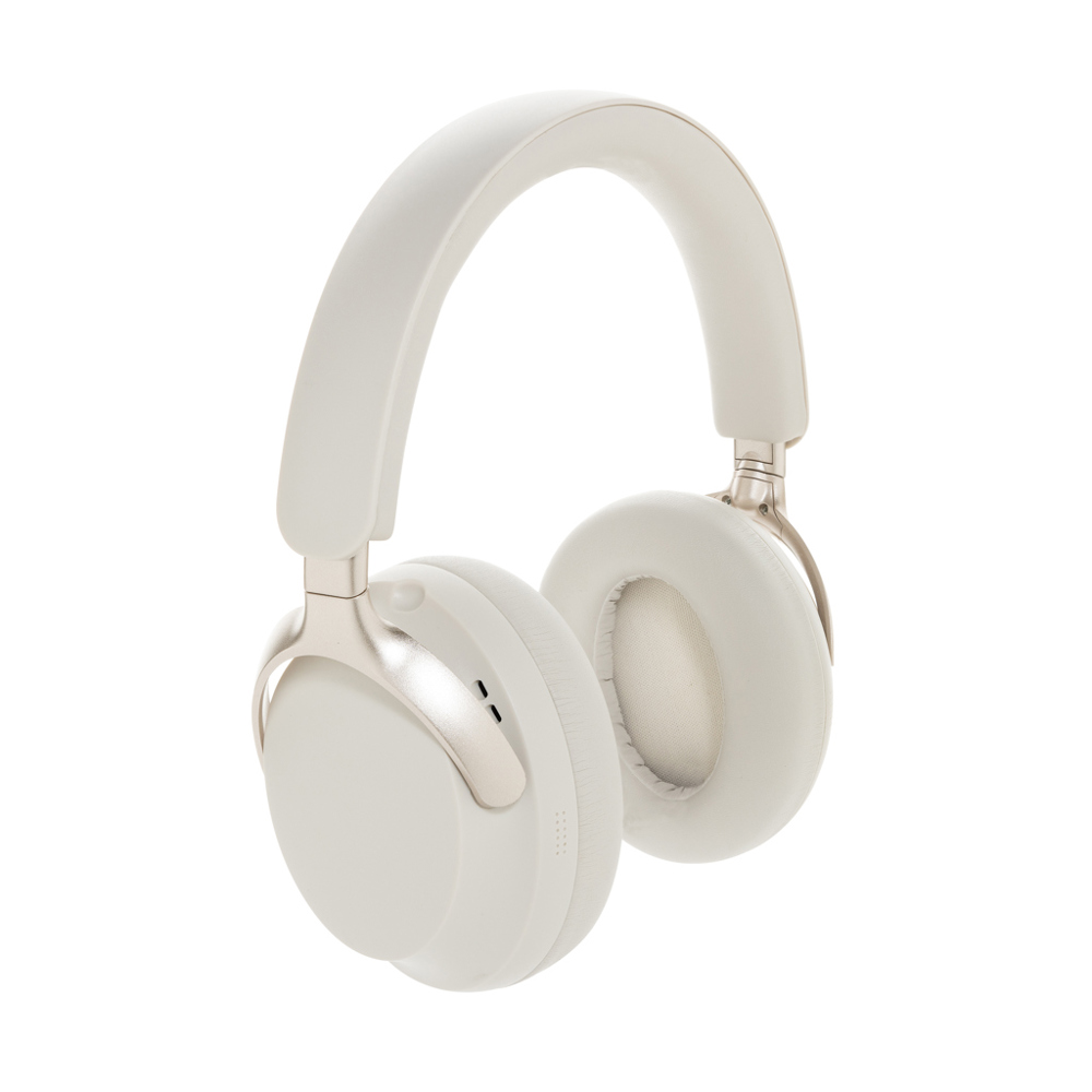 Soundpro RCS gerecycled plastic ANC-hoofdtelefoon - voor bedrijven en relatiegeschenken - wit (± PMS Cream white)