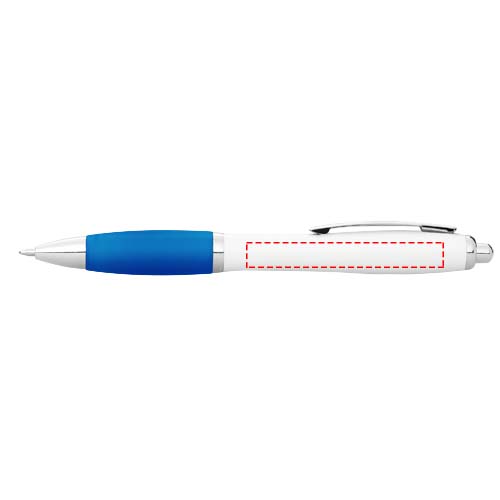 Nash balpen met witte houder en gekleurde grip (blauwe inkt)