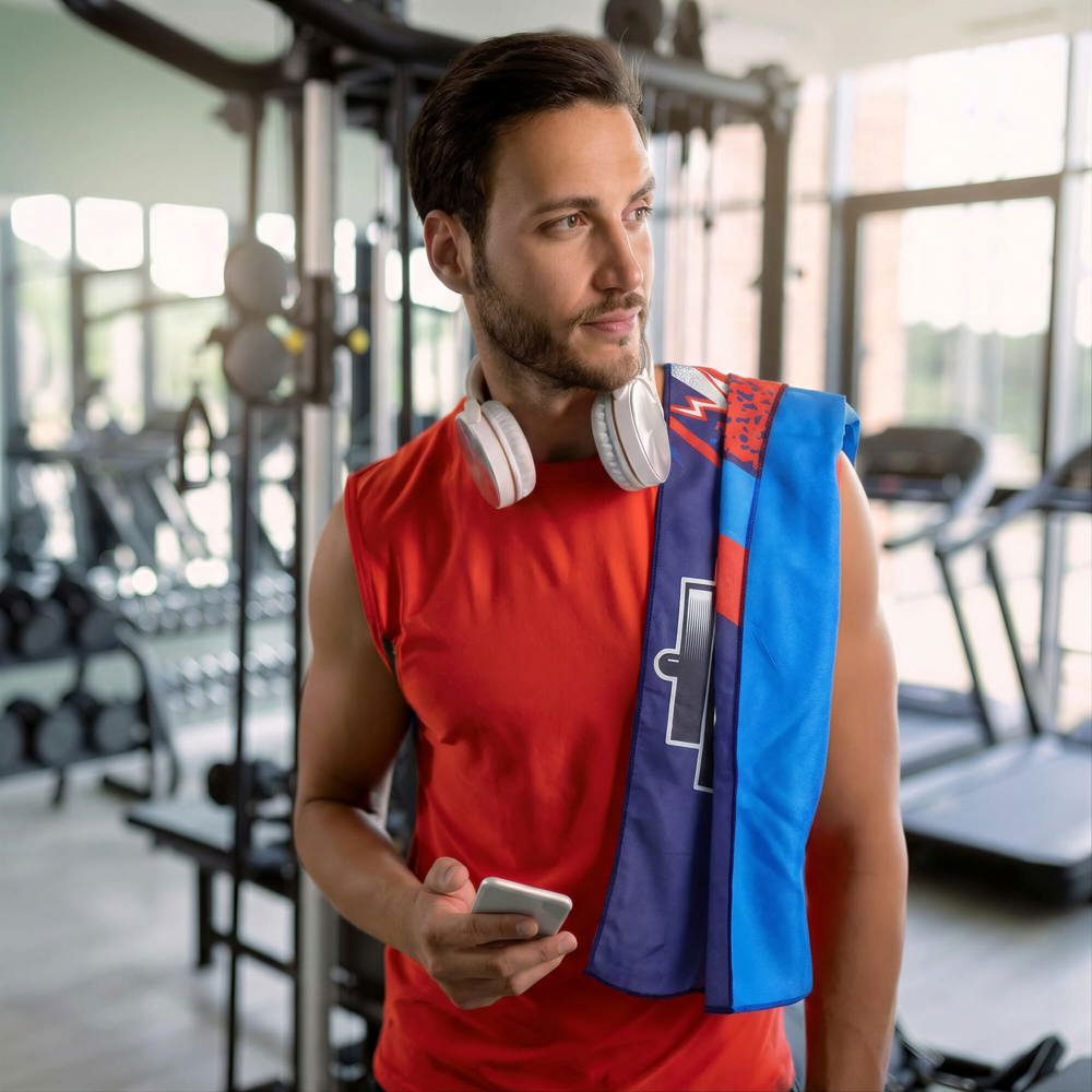 R-PET sneldrogende sport handdoek 40x80cm met etui (200g/m²) sublimatie 