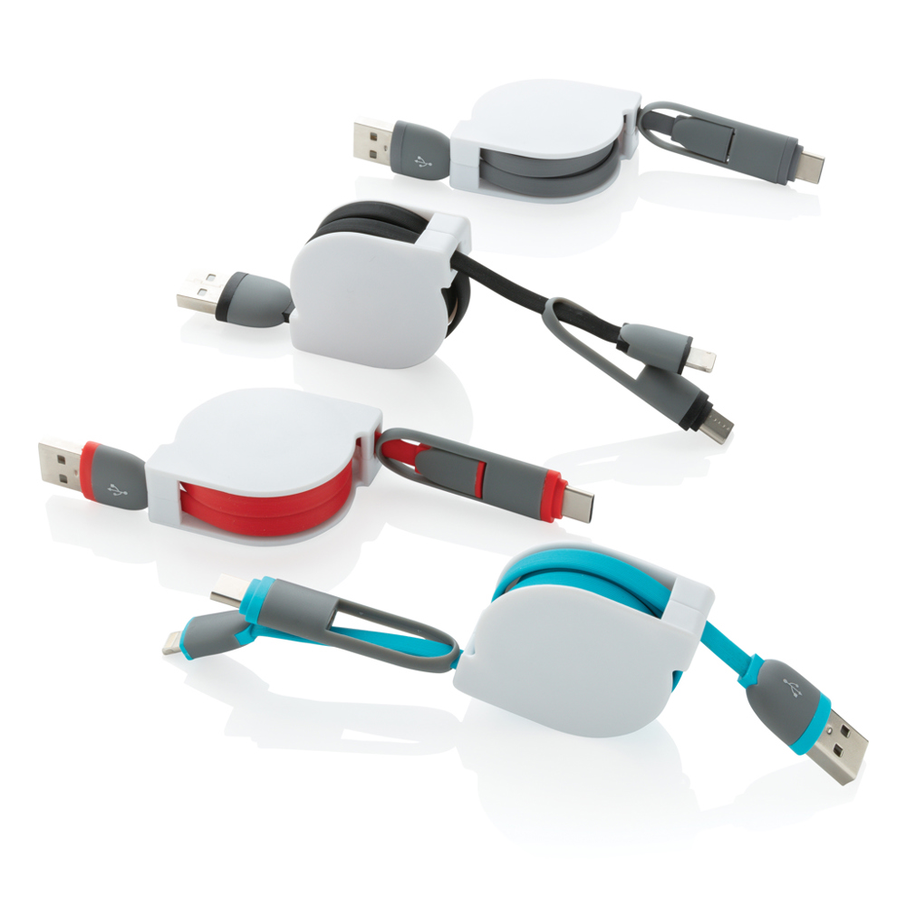 3-in-1 kabel met oprolmechanisme - kopen of bedrukken