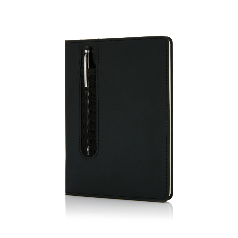 Standaard hardcover PU A5 notitieboek met stylus pen - bedrukt of onbedrukt verkrijgbaar
