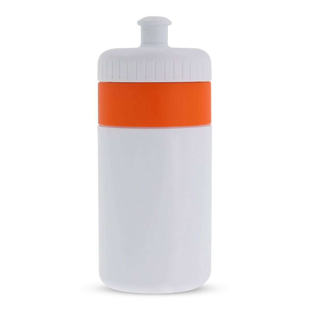 Sportbidon met rand 500ml - voor bedrijven en relatiegeschenken - Wit / Oranje