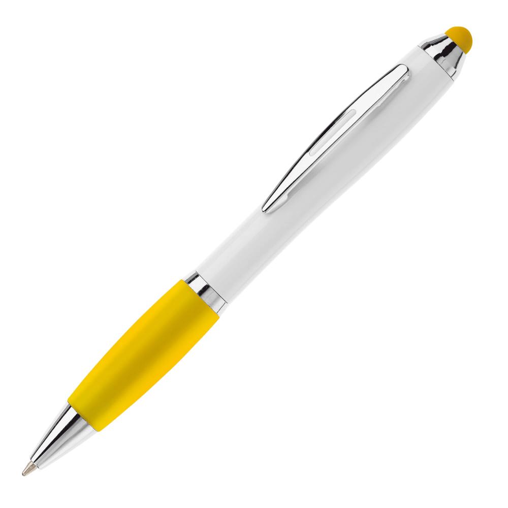 Balpen Hawaï stylus hardcolour - met logo of onbedrukt bestellen - Wit / Geel