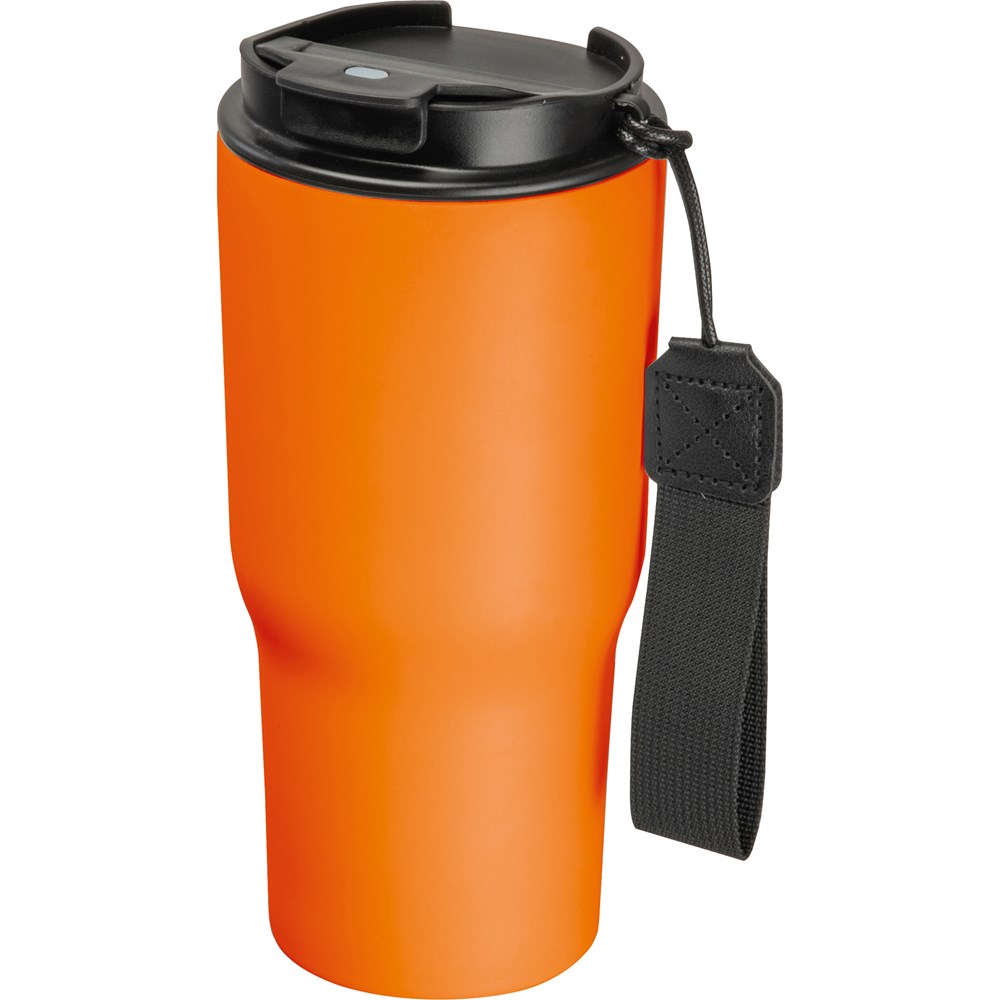 Dubbelwandige drinkbeker van rvs, 550 ml - voor bedrijven en relatiegeschenken - Oranje