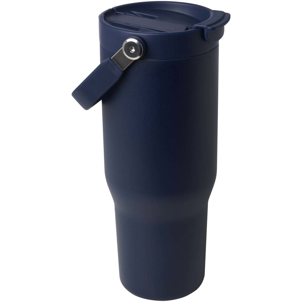 Bronx 900 ml RCS gecertificeerde, vacuüm geïsoleerde beker van gerecycled roestvrij staal en koper met deksel - Marineblauw