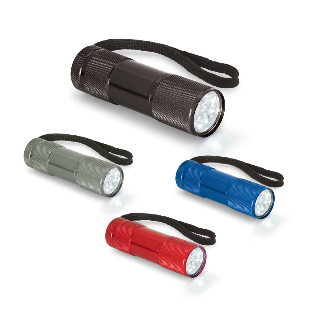 FLASHY. Aluminium zaklamp met 9 LED's en handvat - met logo of onbedrukt bestellen