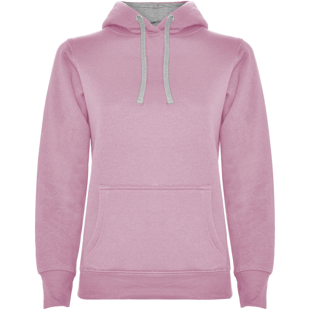 Urban hoodie voor dames - met logo of onbedrukt bestellen - Lichtroze, Gemêleerd grijs