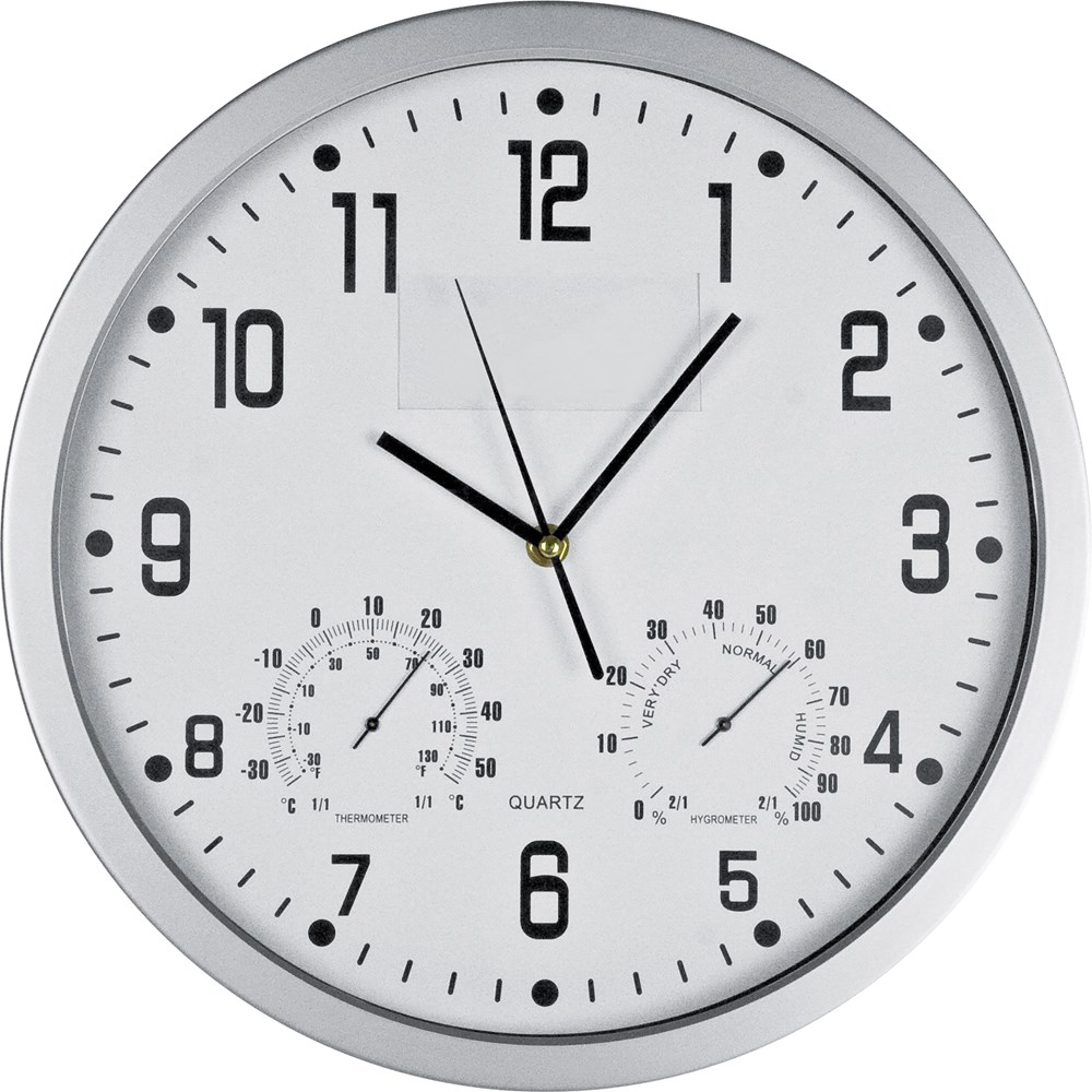 Wandklok met thermometer en hygrometer - kopen of bedrukken - Wit