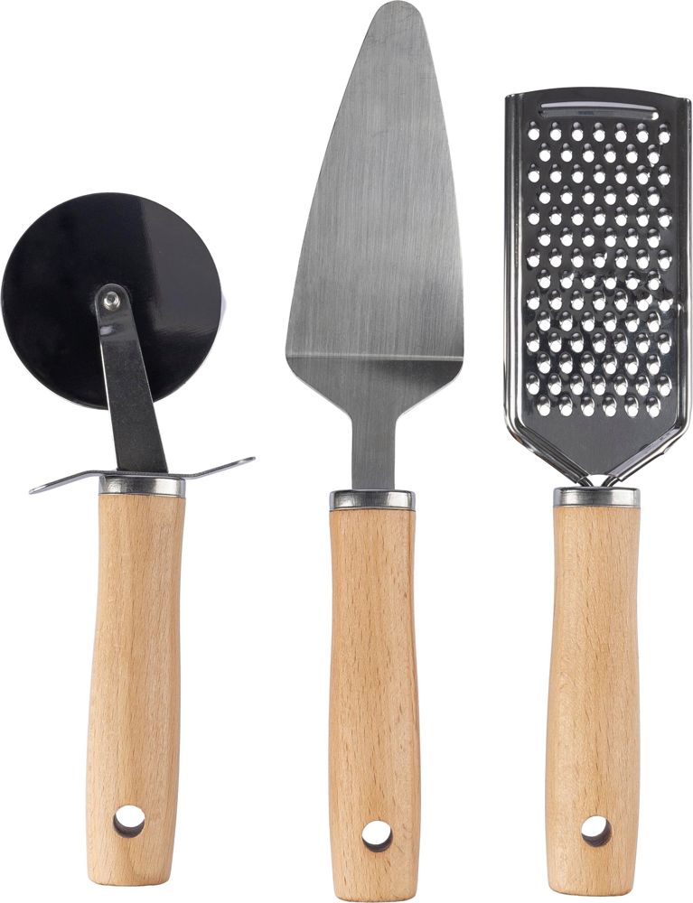 Metalen en houten keukengereedschapset Sylvan - voor bedrijven en relatiegeschenken - Bruin
