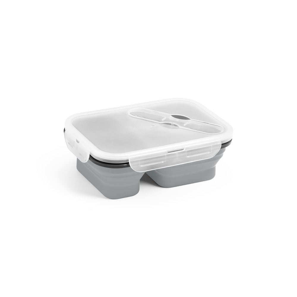DILL. Lunchdoos. Intrekbare hermetische doos in siliconen en PP (480 en 760 mL) - bedrukt of onbedrukt - Licht grijs