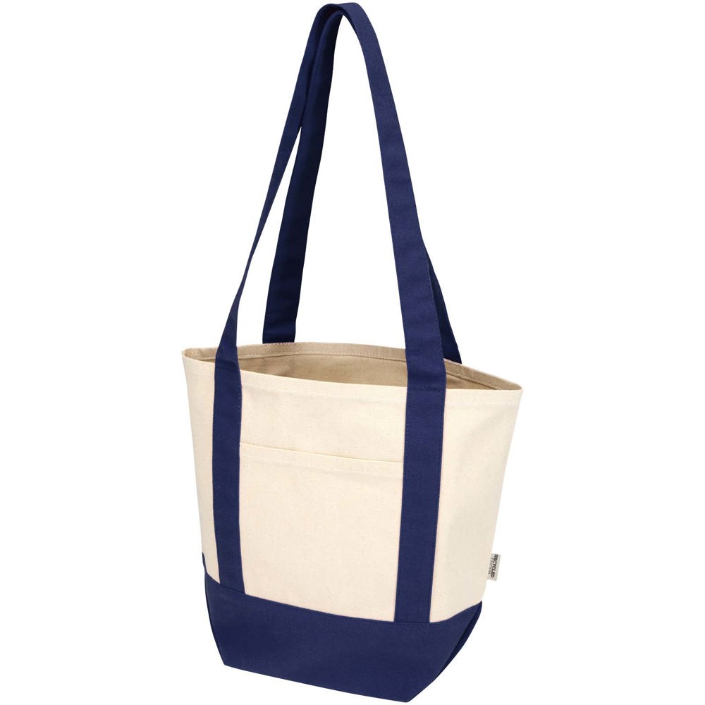 Sam 320 g/m² GRS gerecycleerde mini katoenen draagtas - kopen of bedrukken - Marineblauw, Natuur
