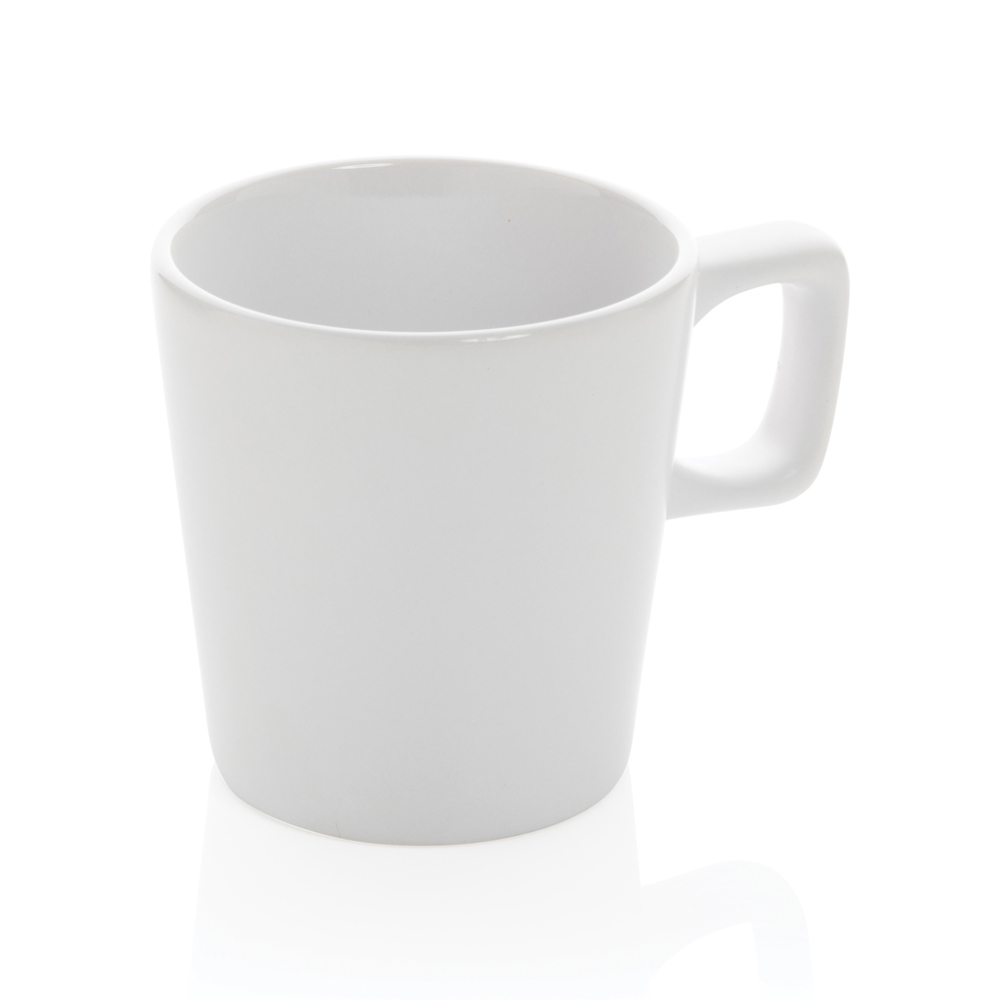 Keramische moderne koffiemok 300 ml - kopen of bedrukken - wit, wit (± PMS White/ ± PMS White)