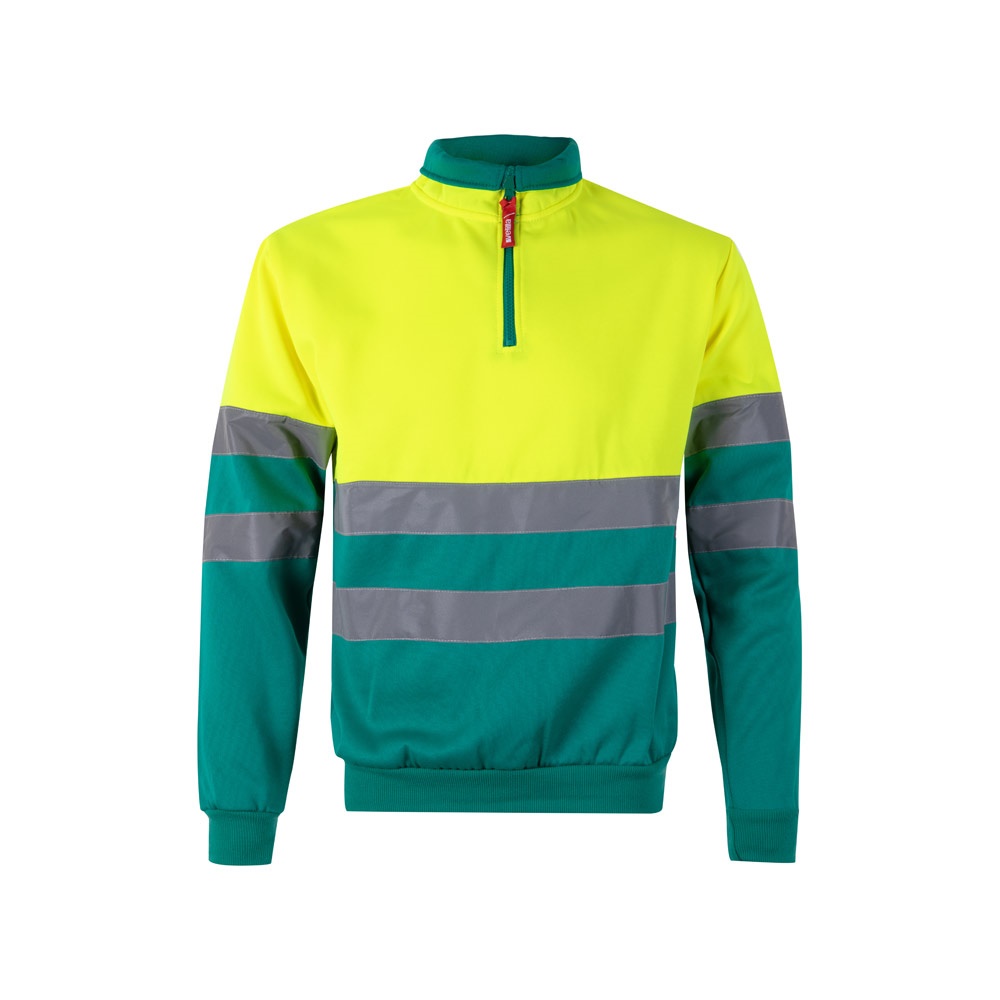 VL THOR LARGE. Tweekleurig sweatshirt (300g/m²) van polyester fleece (100%) - voor bedrijven en - Groen, Geel