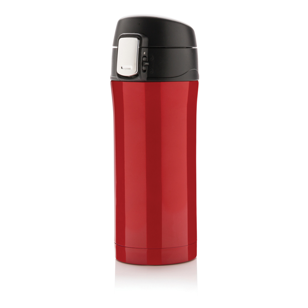 RCS gerecycled roestvrijstalen easy lock lekvrije vacuüm mok - met logo of onbedrukt bestellen - rood (± PMS 186)