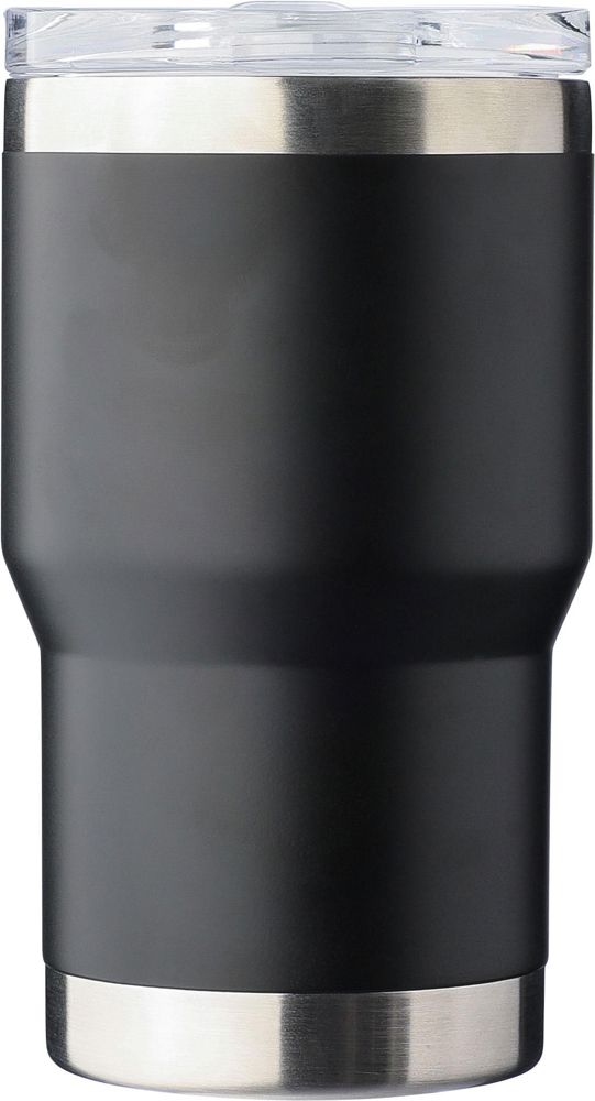 Gerecyclede roestvrijstalen dubbelwandige to go mok (350 ml) Ayen - kopen of bedrukken - zwart