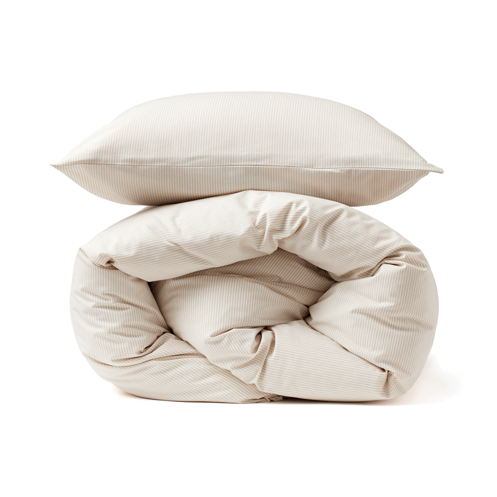 VINGA Montgomery premium katoenen beddengoed, 4-delige set - voor bedrijven en relatiegeschenken - beige, wit (± PMS beige/ ± PMS White)