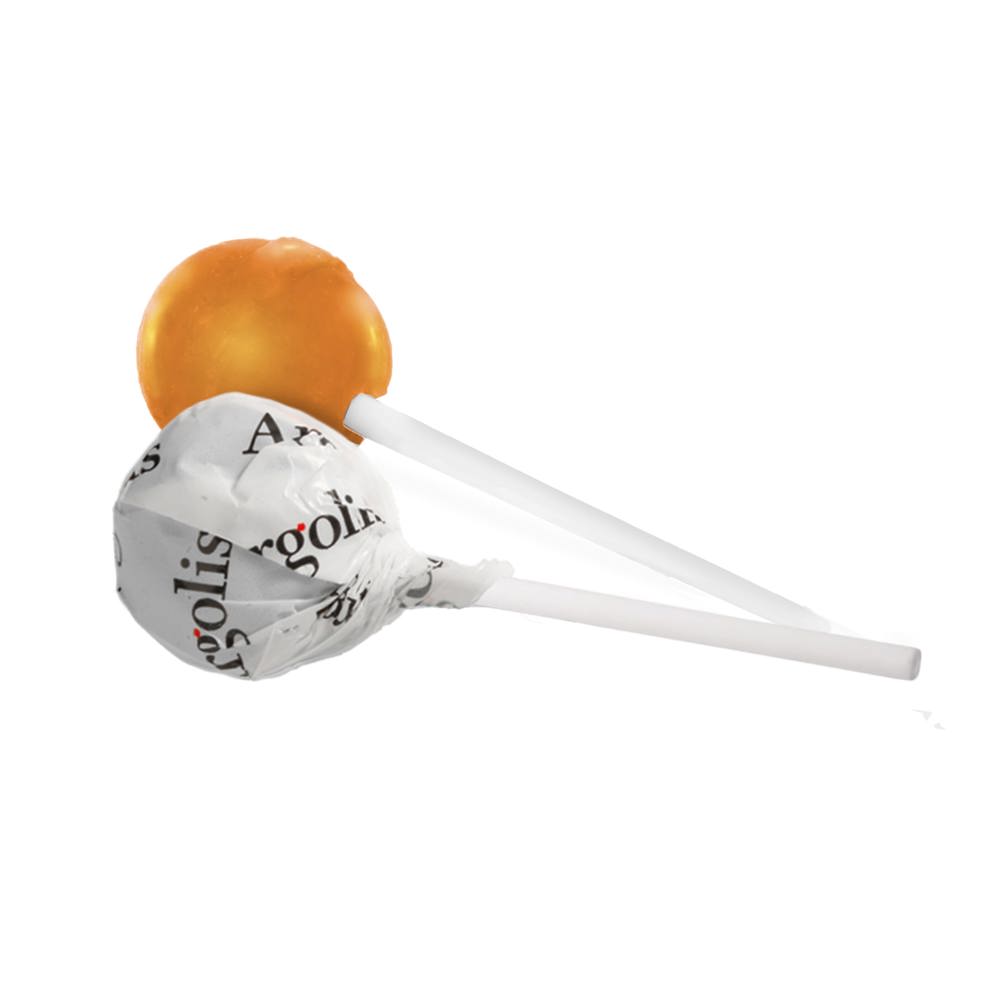 Ronde lolly - bedrukt of onbedrukt verkrijgbaar - wit/oranje