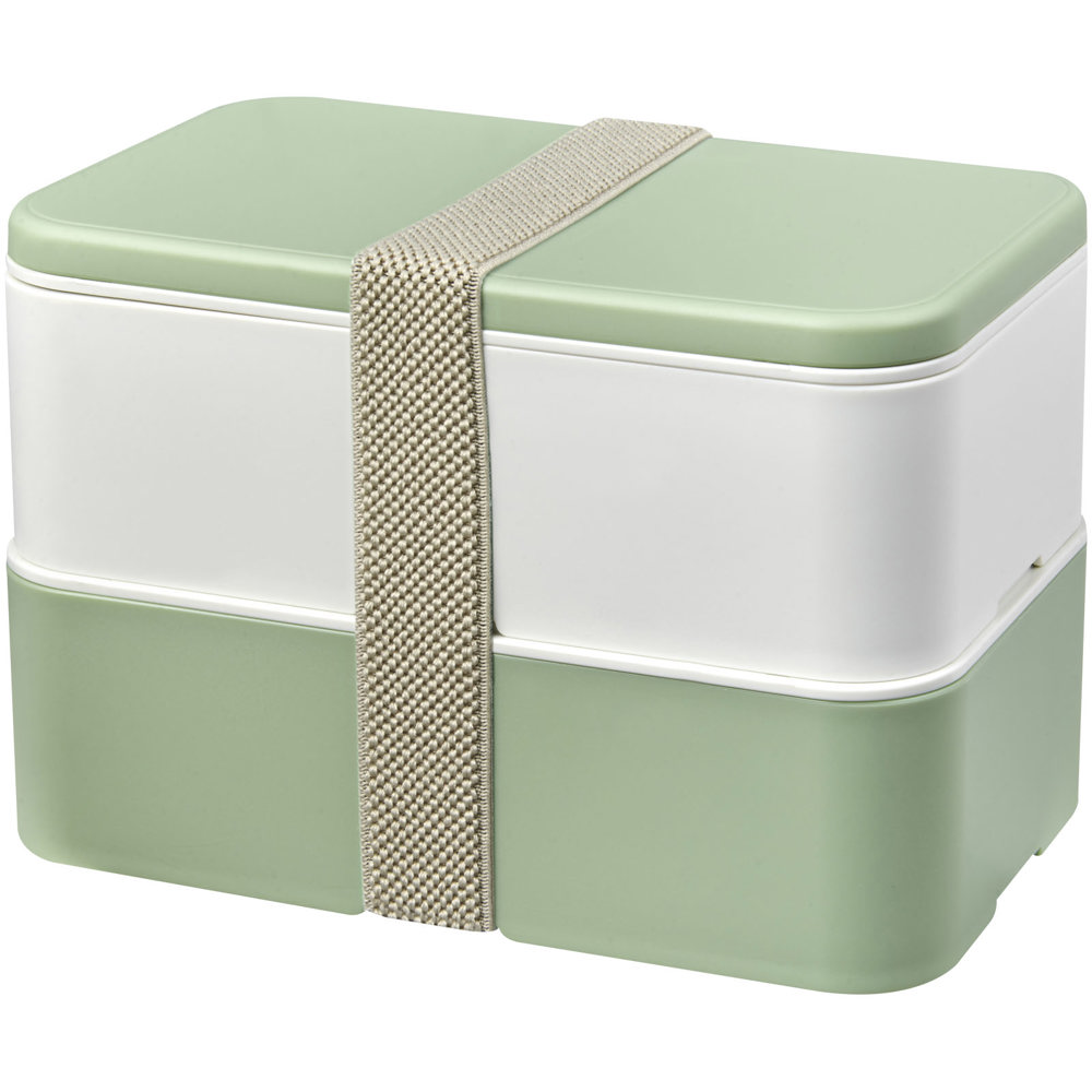 MIYO Renew 700+700 ml dubbellaagse lunchbox - bedrukt of onbedrukt verkrijgbaar - Ivoorwit, Zeeglasgroen, Kiezelgrijs