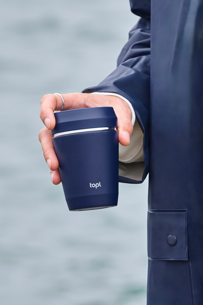 Topl Recycled Staal To Go beker gepatenteerd 360 Lid 235ml