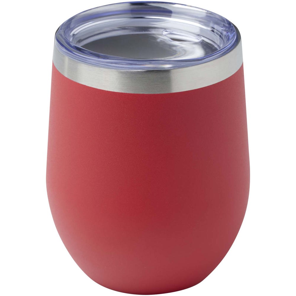 Corzo 350 ml RCS-gecertificeerde koperen beker met vacuümisolatie van gerecycled roestvrij staal - bedrukt of - rood