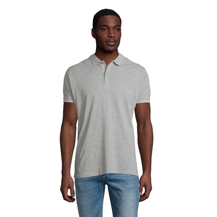 PLANET MEN - PLANET HEREN Polo 170g - kopen of bedrukken - Grijs Gemêleerd 2