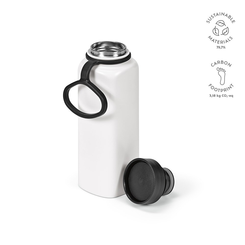Ural fles gerecycled roestvrij staal 820 ml - met logo of onbedrukt bestellen - zwart