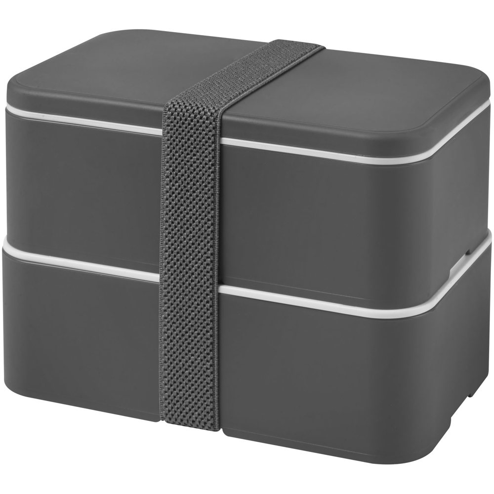 MIYO 700+700 ml dubbellaagse lunchbox - met logo of onbedrukt bestellen - Grijs, Grijs, Grijs