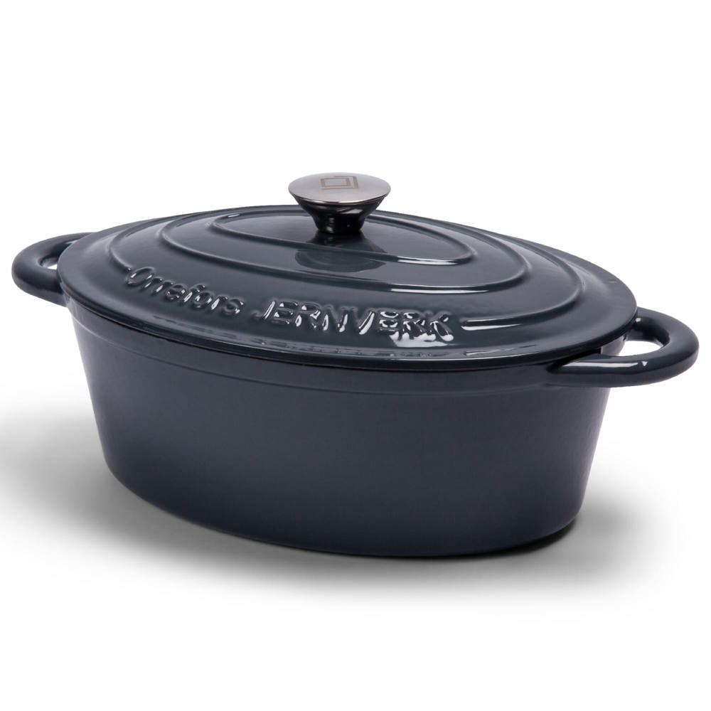Orrefors Jernverk Ovale geëmailleerde braadpan 3.5L - voor bedrijven en relatiegeschenken - grijs