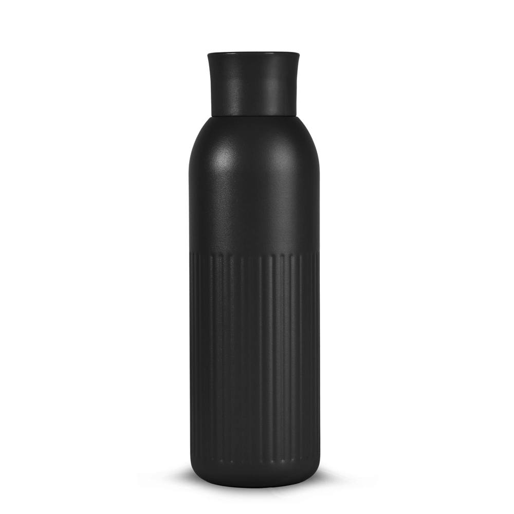 Sagaform Tekla Push stalen fles met druk dop gerecycled) 500 ml - bedrukt of onbedrukt verkrijgbaar - Zwart