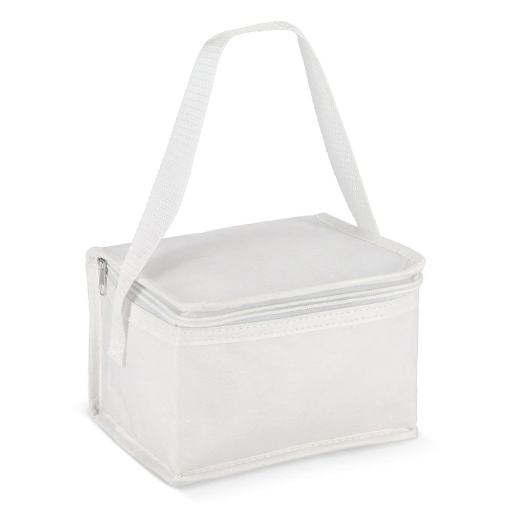 R-PET koeltas voor 6 blikjes, non-woven, 20 x 13 x 12,5 cm, 75 g/m² - voor bedrijven en relatiegeschenken - Wit