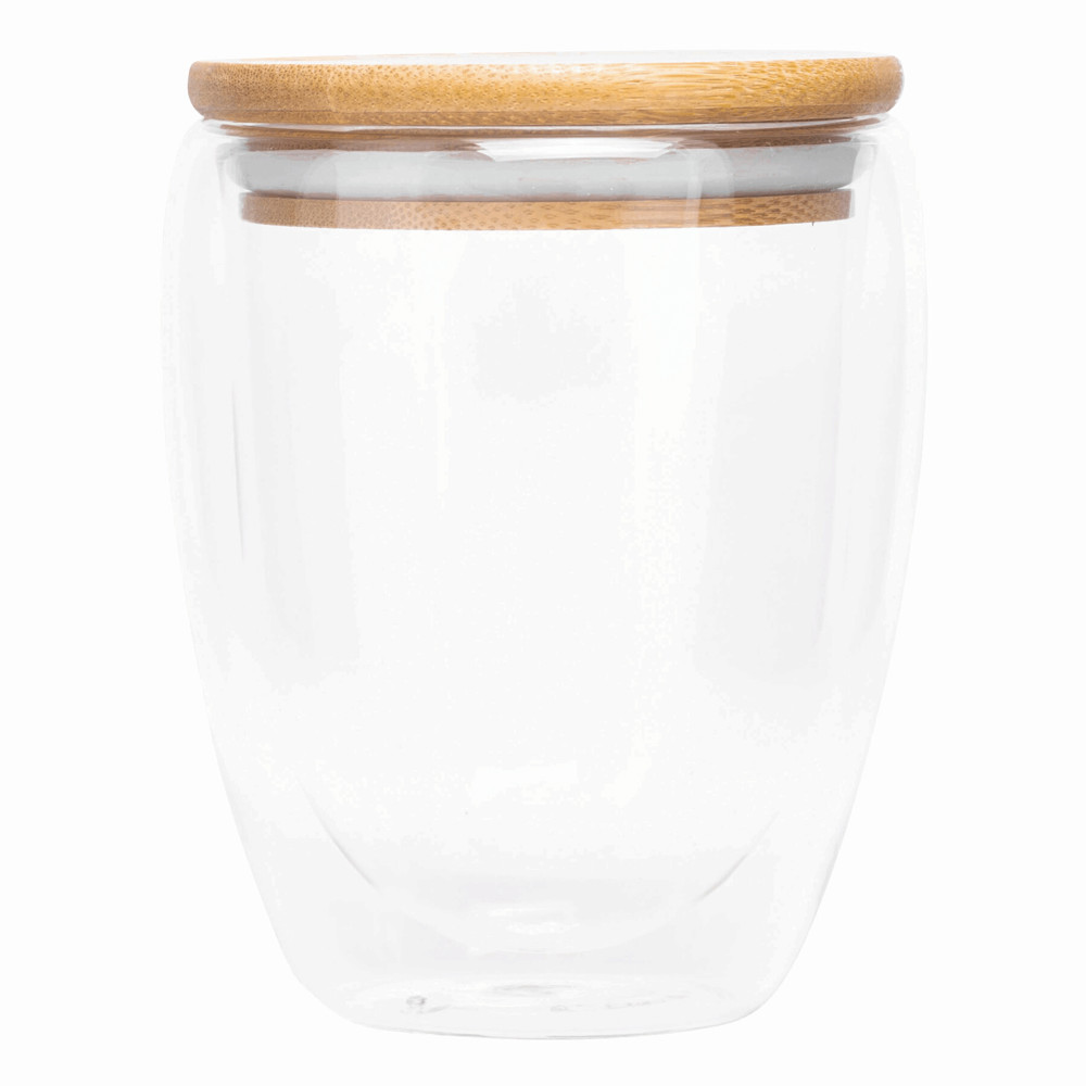BAMBOO ART M - Dubbelwandig glas, inhoud ca. 350 ml. - voor bedrijven en relatiegeschenken
