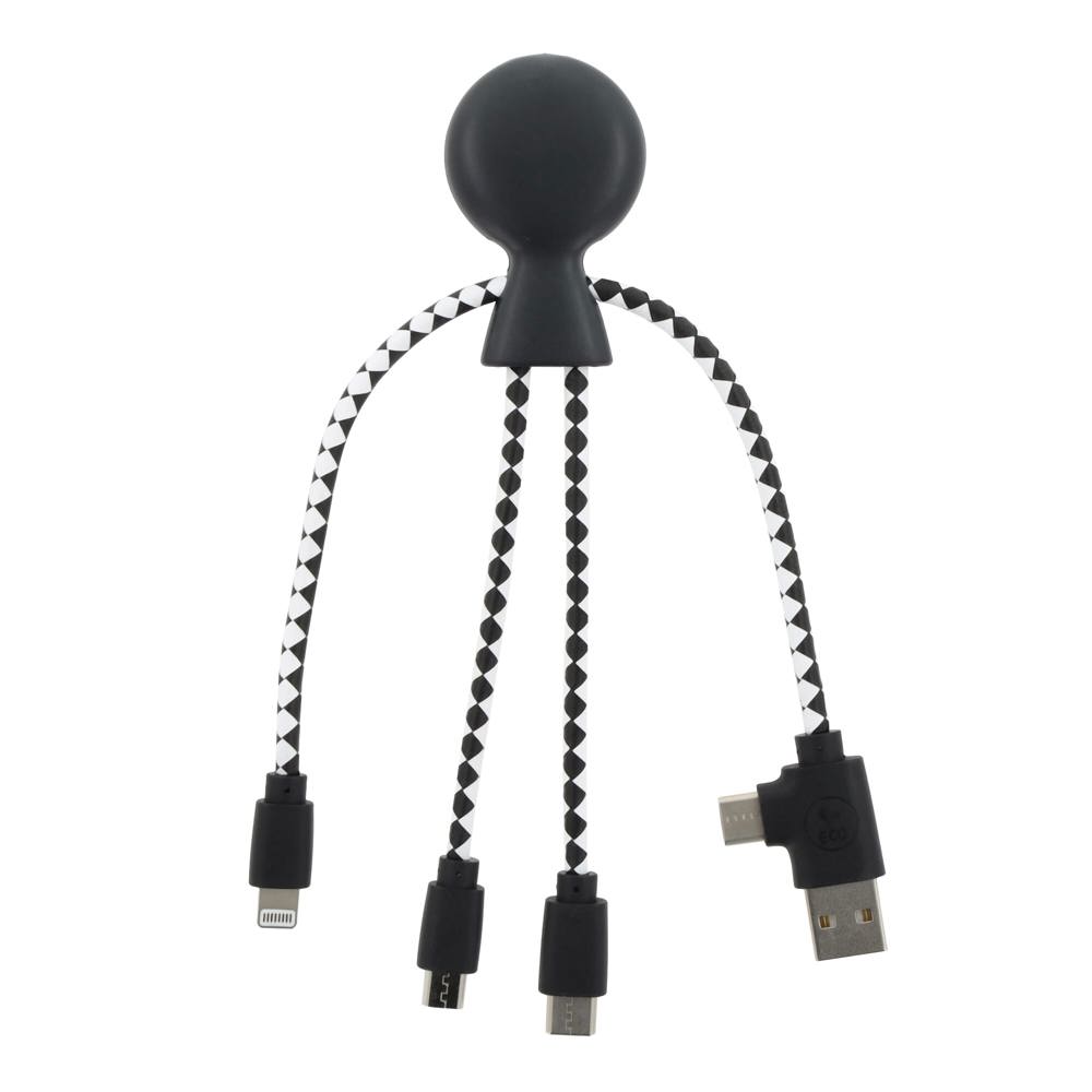 2081 | Xoopar Mr. Bio Charging cable - bedrukt of onbedrukt verkrijgbaar - Zwart