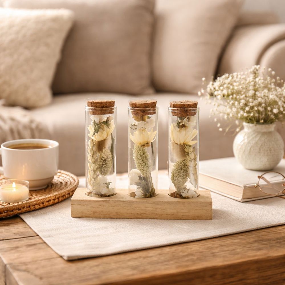Dried Flowers - Trio tube & wood, Zwart