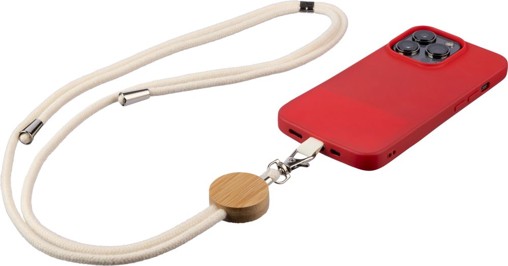 Katoenen telefoonlanyard met trekkoord Lucia