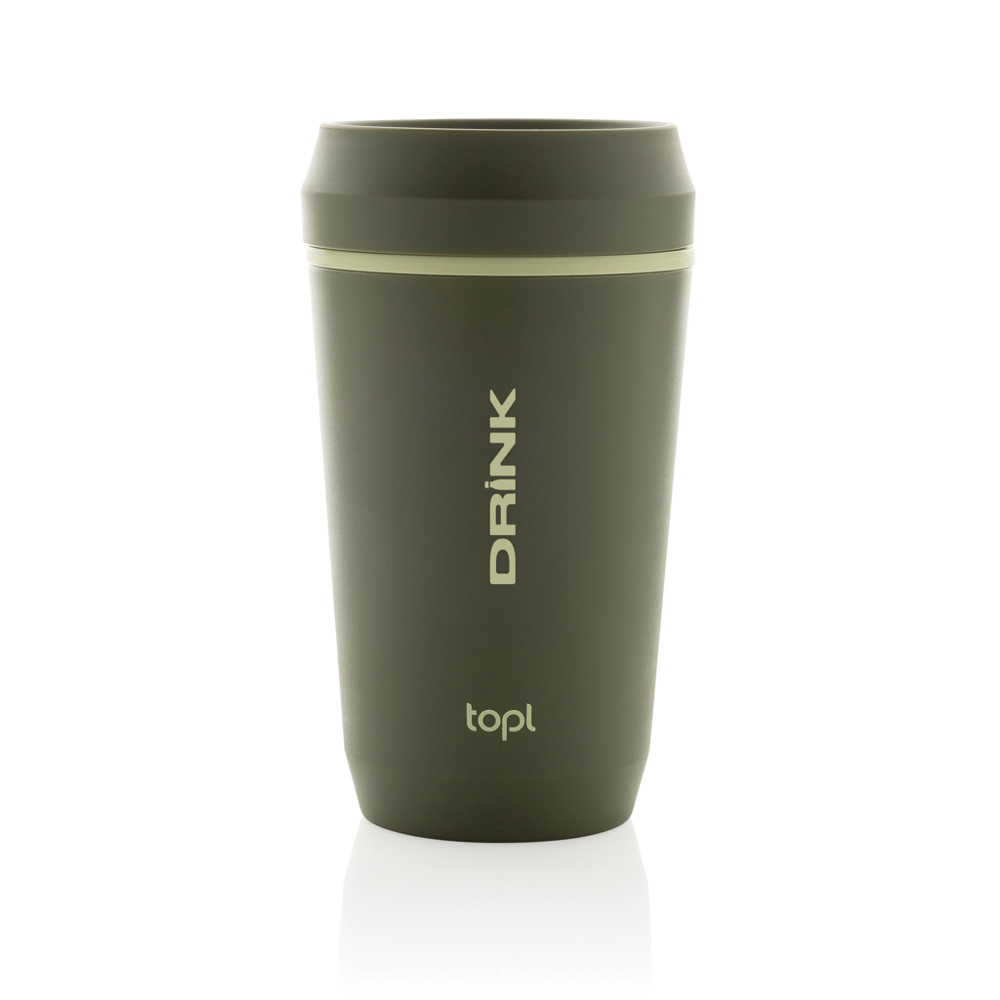 Topl Recycled Plastic To Go beker gepatenteerd 360 Lid 354ml